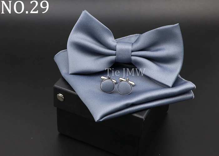 Herren Klassische Helle Farbe Bowtie Set Grün Rosa Blau Rot Fliege Manschettenknöpfe Hochzeit Krawatten Taschentuch Party Geschenk Krawatte Hemd zubehör – Detail 29