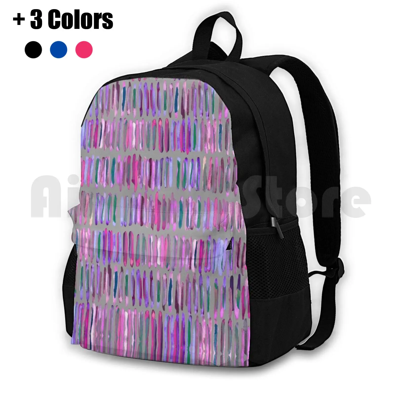 Messy Watercolor Stripes In Pink And Purple Outdoor Hiking Backpack Riding Climbing Sports Bag Watercolour Pattern Patterns