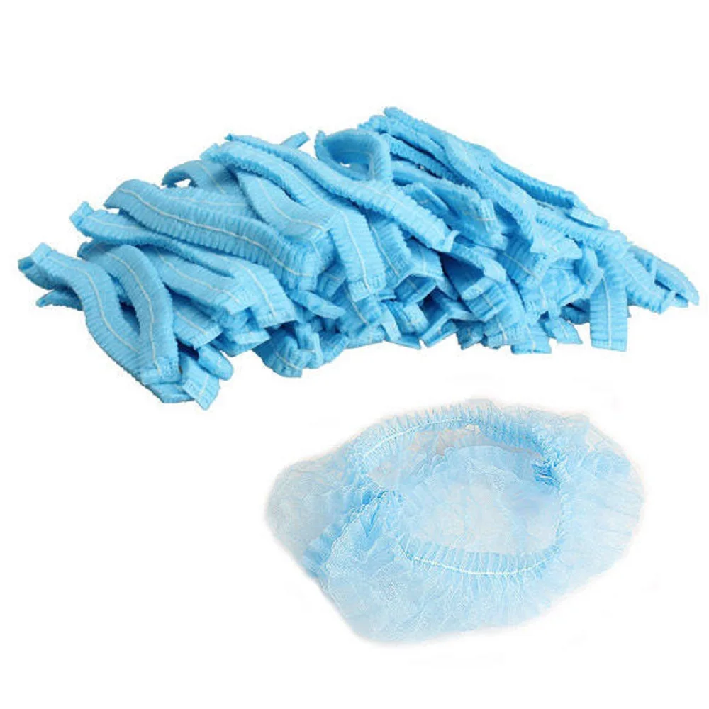 20Pcs Disposable Salon Hair Hat Anti Dust Net Bouffant Cap Non-Woven Head Cover Hat Elastic Cleaning Hair Protect Hat Cap