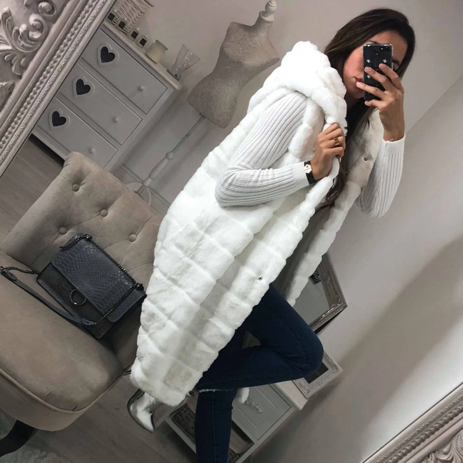 Cappotto in pelliccia sintetica gilet con cappuccio in pelliccia sintetica da donna 2021 autunno inverno capispalla caldo nuovo gilet senza maniche