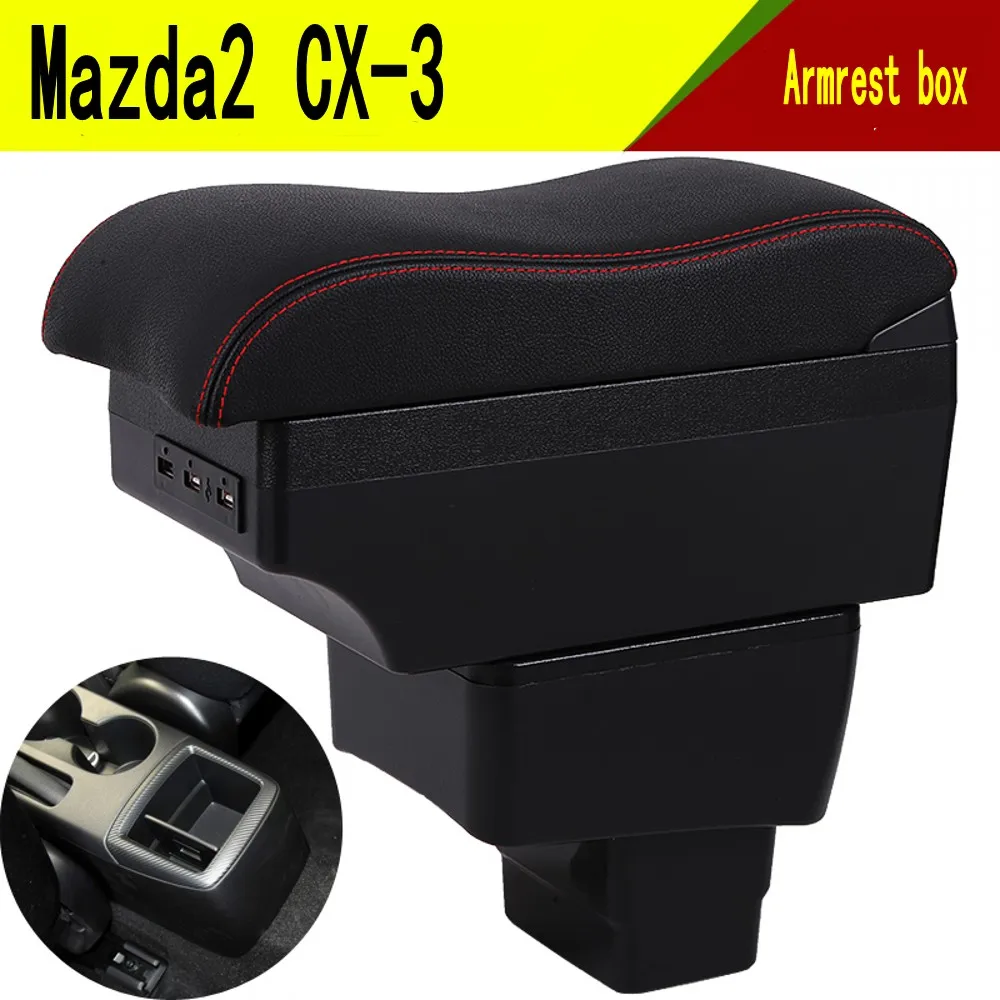 For Mazda Skyactiv Version CX3 CX-3 Armrest Box Center Console Central Store Content with Cup Holder USB