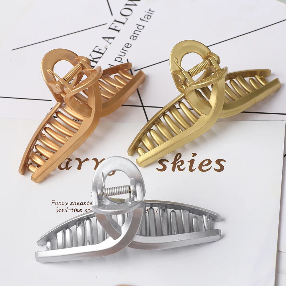 2021 New Women Elegant Gold Hollow Geometric Metal Hair Claw Vintage Hair Clips Headband Hairpin Hair Crab Hair Accessories