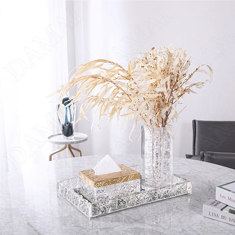 European Crystal Resin Tissue Box Creativity Relief Decorative Living Room Modern Paper Boxes Hotel Front Desk Tissues Organizer