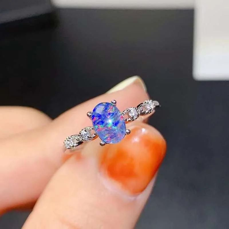 Australia Opal 5*7mm with Natural Opal Gem with 925 Silver Design for Girl  Luxury  Rings  Jewelry