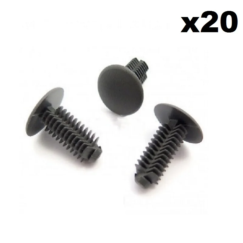 20x Plastic Fir Tree Trim Clips- 8mm Hole, 18mm Head, Dark Grey- Perfect for FORVW