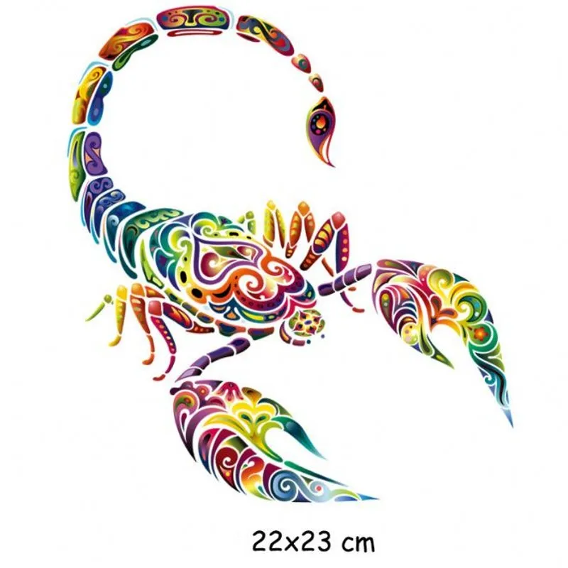 Fashion Colorful Scorpion Animal Iron On Patches For DIY Heat Transfer Clothes T-Shirt Thermal Stickers Decoration Printing