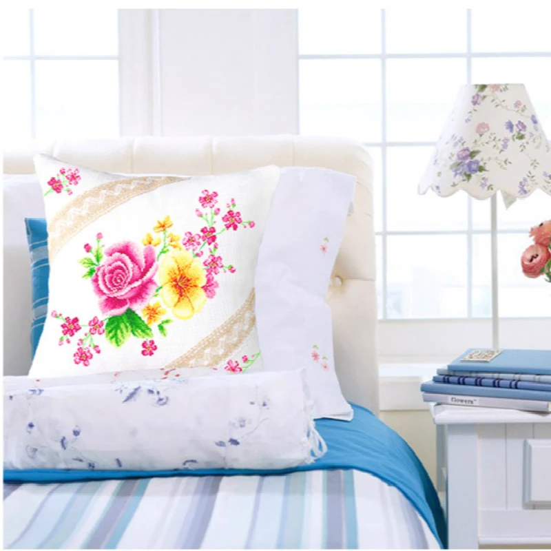 Cross Stitch Pillows Kit, Flowers are Used to decorate the Room, Sofa, Car Interior, Gifts for Boyfriend, Embroidery Kit