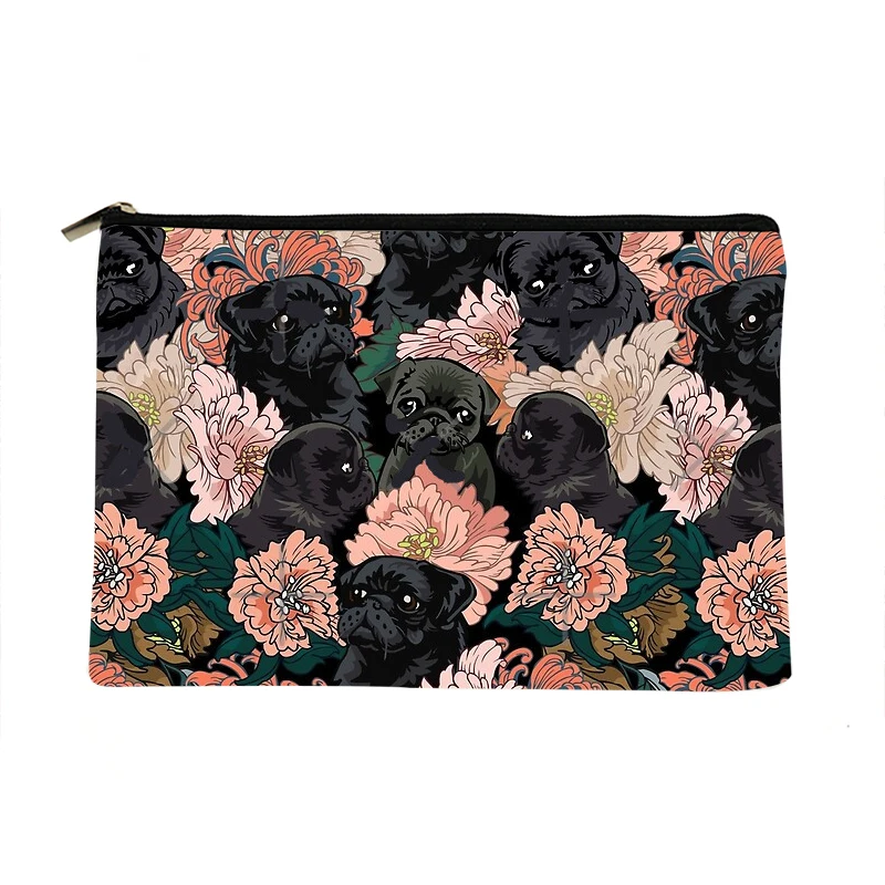 Women Because Black Pug Printed Make up bag Fashion Women Cosmetics Organizer Bag for Travel Colorful Storage Bag for Lady Bag