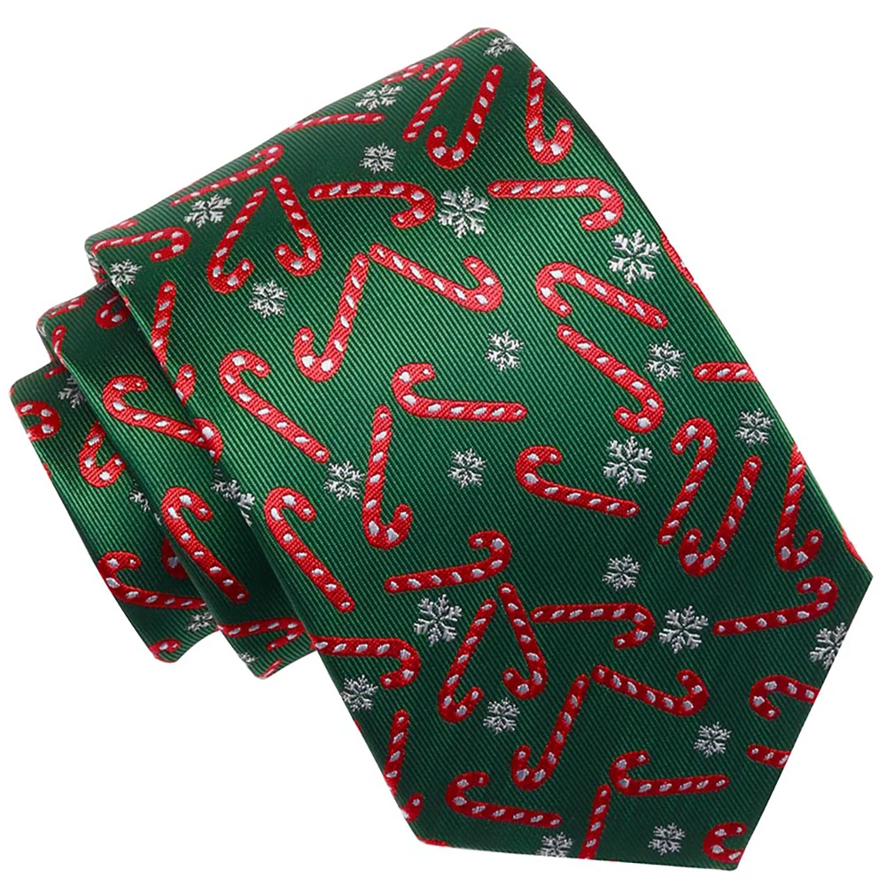 Ricnais Christmas Tie Fashion 8cm Silk  Green Red Snowman Tree Santa Claus Jucquard Necktie For Men Gift Festival Party Ties