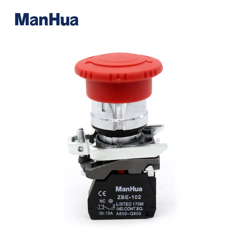 ManHua XB4-BS542 Emergency Stop Push Button Switch For Industrial Control turn to release push button switch