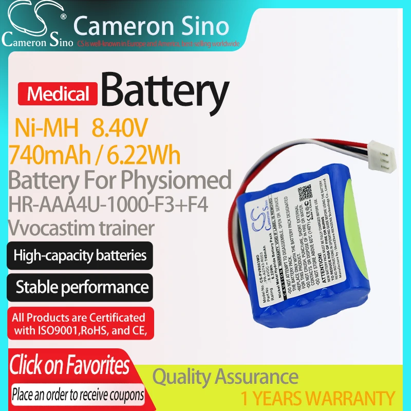 CameronSino Battery for Physiomed Vvocastim trainer fits HR-AAA4U-1000-F3+F4 Medical Replacement battery 740mAh/6.22Wh 8.40V