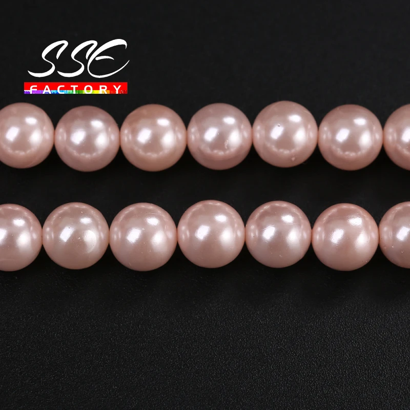 Natural Pink Shell Pearl Round Loose Beads 15.7 Inch For Jewellery Making Necklace Making Diy Bracelet Jewelry 4/6/8/10/12mm