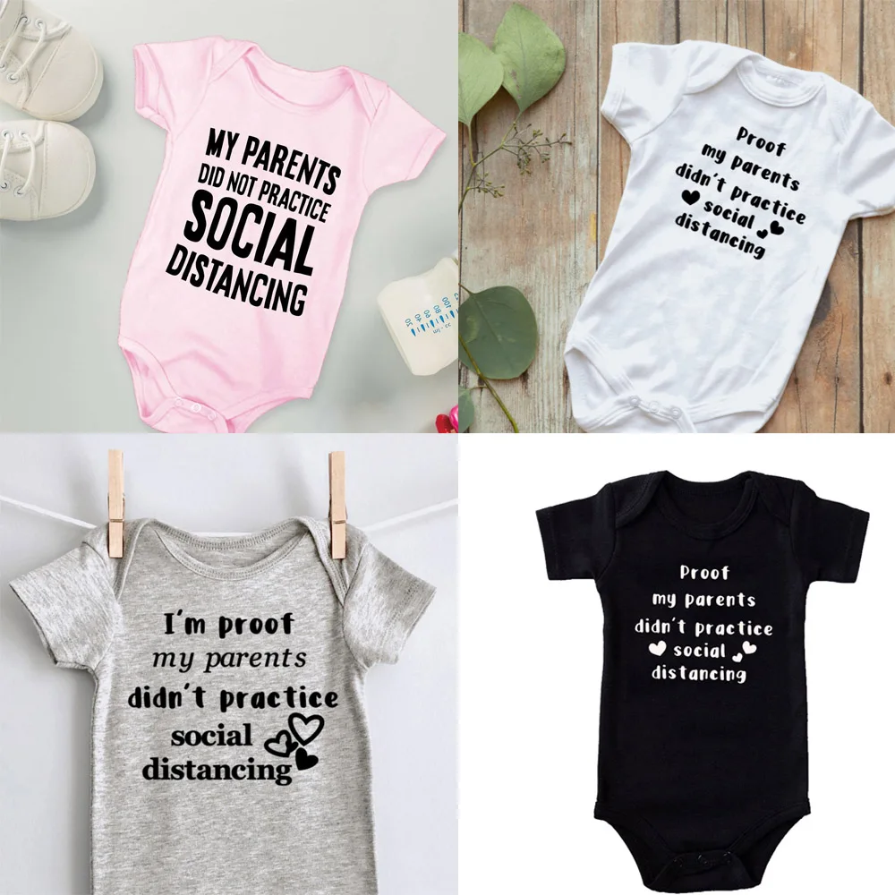 Social Distancing Baby ,Newborn Baby Bodysuits Pregnancy Reveal Baby s Expecting Mom & Dad Gifts Drop Ship