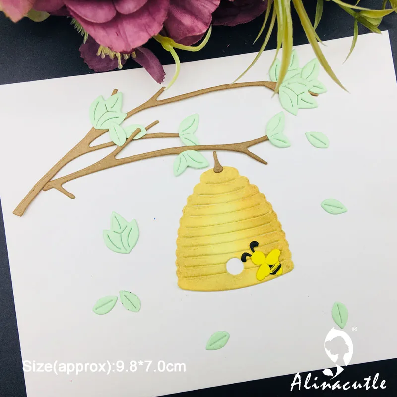 Alinacutle Metal Cutting Die Cut Bee Tree Branch Beehive Nest DIY Scrapbooking Paper Craft Handmade Card Punch Art Cutter Die image 3