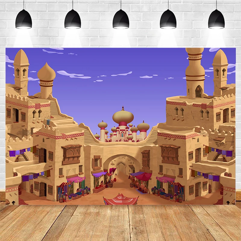 Mocsicka Anime Design Photography Background Desert Castle Aladdin Decoration Props Child Portrait Photo Backdrop Studio