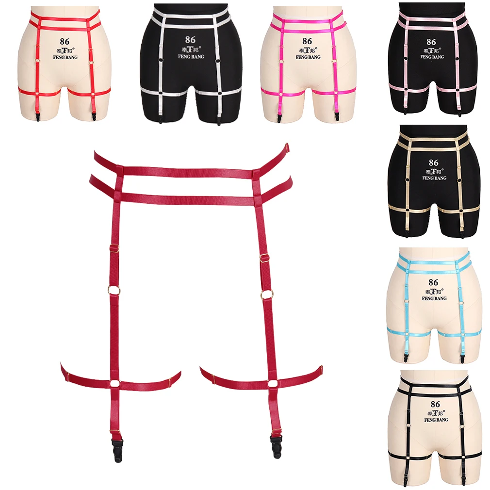 Ladies personality sexy sling straps bondage underwear sling goth punk style elastic sling leg garter belt