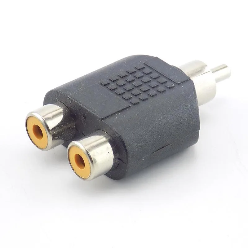 Adaptador RCA macho a 2 RCA hembra, cable de Audio AV, conector Convertidor en línea para cámara de seguridad CCTV L19, 5 uds.