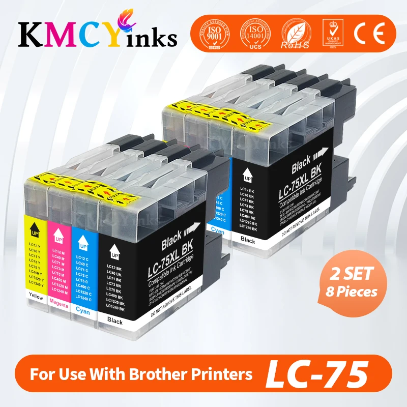 

KMCYinks LC 75 чернильный картридж LC12 LC40 LC71 LC73 LC75 LC400 LC1220 LC1240 для Brother струйный принтер MFC-J6910CDW J6710CDW