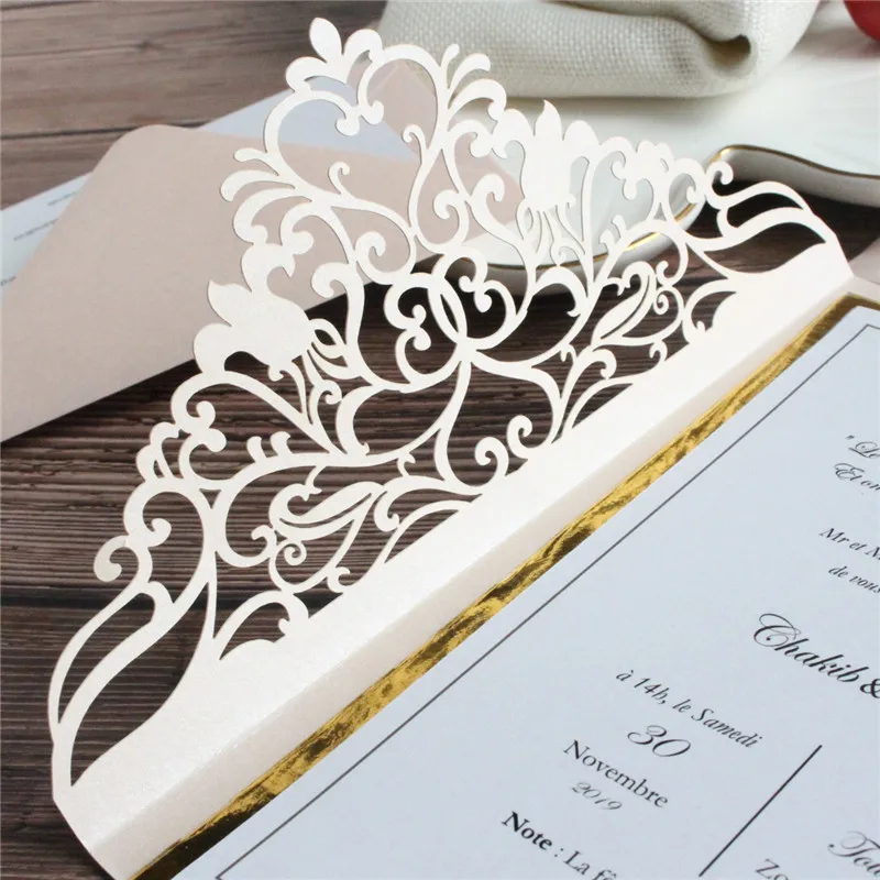 Top grade wedding invitations luxury soft pink cards with glitter envelop gold belly personalized invites design
