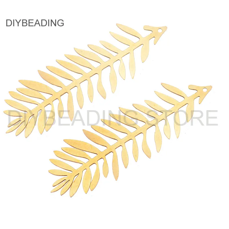 4-100 Pcs Brass Components for Making Jewelry Large Size Unique Long Fern Leaf Plant Charm Pendant Finding Lots Wholesale