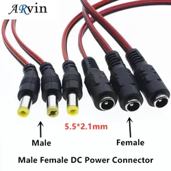 1/5/10pcs Male Female DC Power Connector 5V 12V 5.5x2.1mm Wire Cable Plug Adapter for TV Camera 5050 3528 LED Strip Tape Light