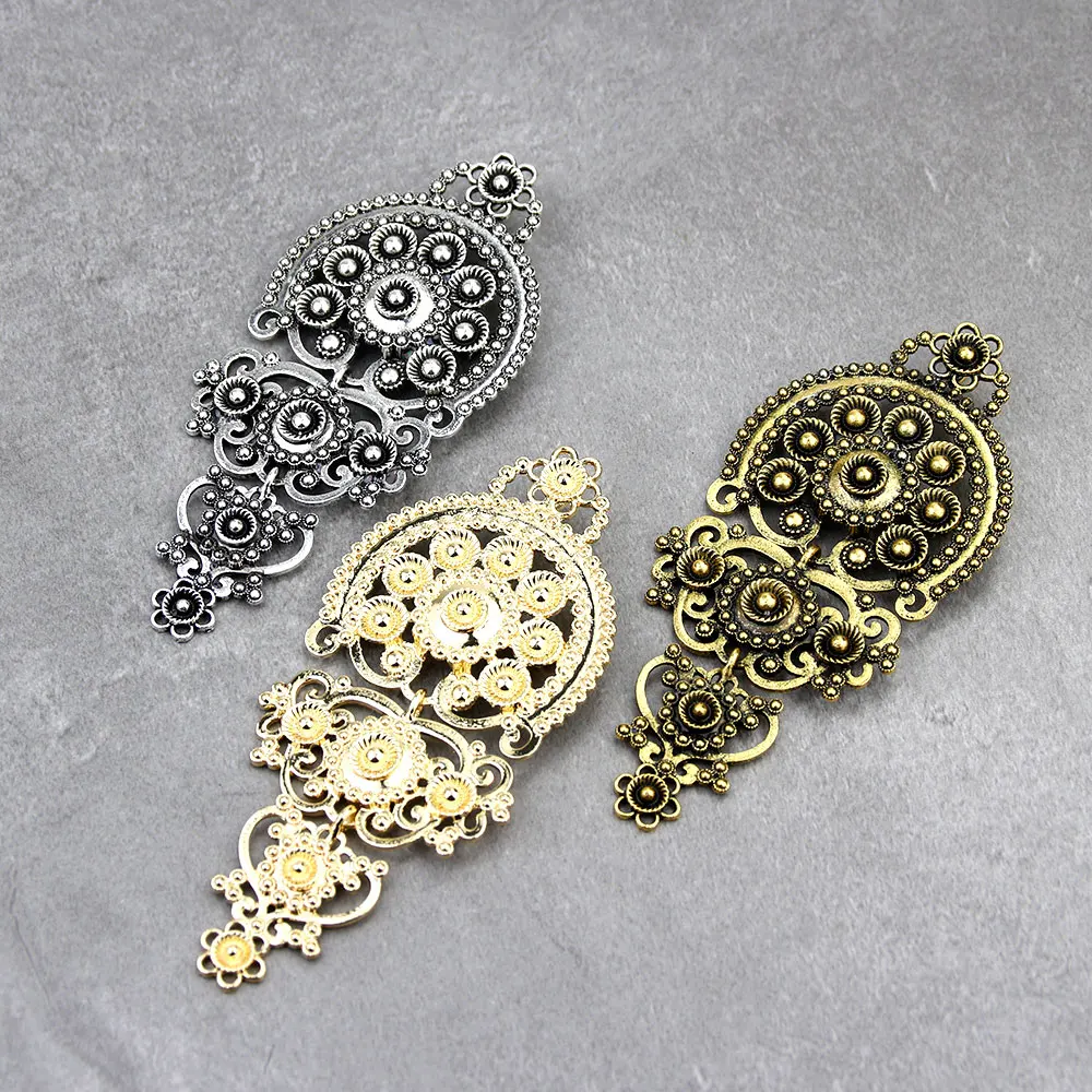 Sunspicems Bohemia Women Brooch Europe Vintage Flower Pendant Brooch Pins Retro Gold Silver Color Bridal Wedding Jewelry Gift