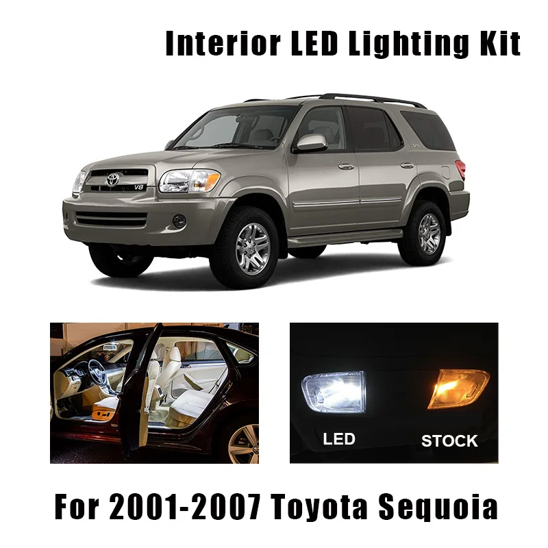 14 Lampadine Bianco Canbus Interni Luce Della Lettura Dell\'automobile Led Kit Misura per Toyota Sequoia 2001-2003 2004 2005 2006 2007 Porta Lampada