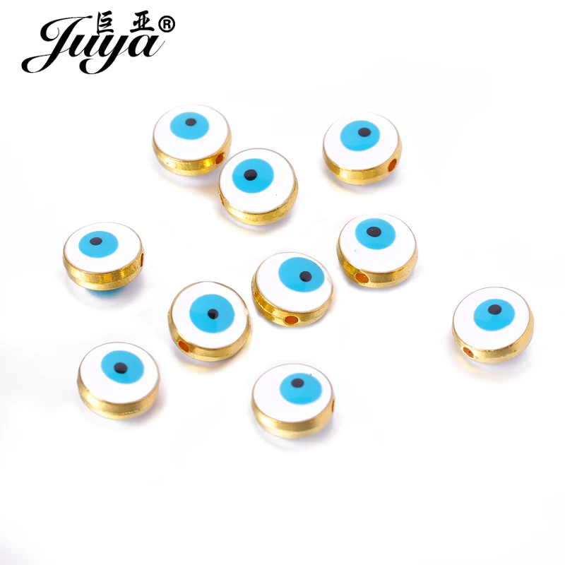 15 Stück türkische böse Augenperlen für Schmuckherstellung, 10 mm runde Abstandshalter, Perlenzubehör, DIY handgefertigte Armbänder, Zubehör – Detail 6