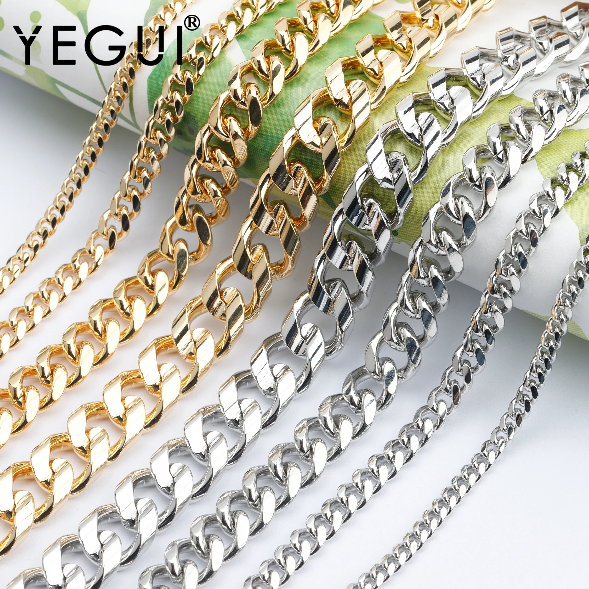 

YEGUI C155,diy chain,18k gold plated,0.3microns,copper metal,rhodium plated,jewelry making,diy bracelet necklace,1m/lot