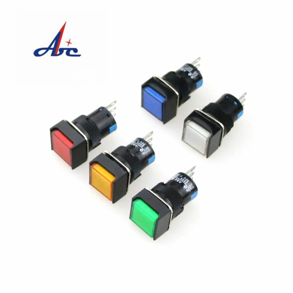 ABILKEEN 16MM Momentary /Latching Plastic Push Button Switch 24X18mm Rectangle Flat Head Push Button Switch with LED Illuminate