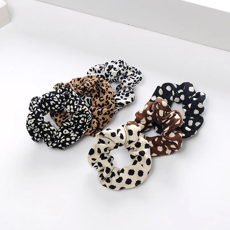 2021 New Arrived Girls Leopard Scrunchies 6pcs/lot Hairband Panther Ponytail Holder Elastic Hair Bands Chouchou Hair Accessories