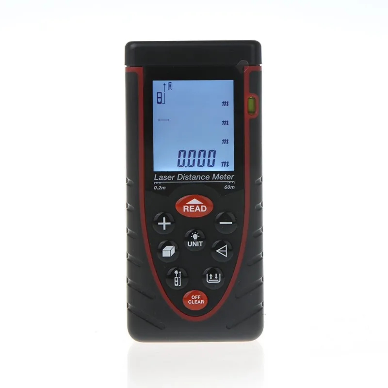 60m/197ft Handheld Laser Distance Meter Rangefinder Range Finder with Bubble Level Area Volume Measure