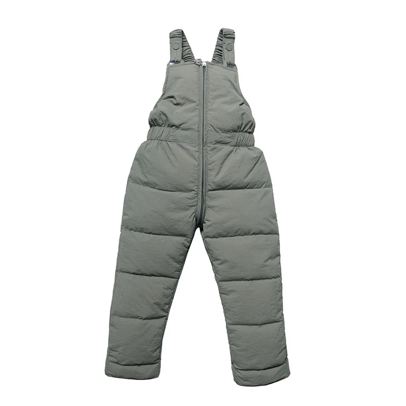 Winter Kids Warm Overalls Pants Autumn Girls Boys Thick Down Cotton Pants High Quality Children Windproof Snow Jumpsuit 1-5Y