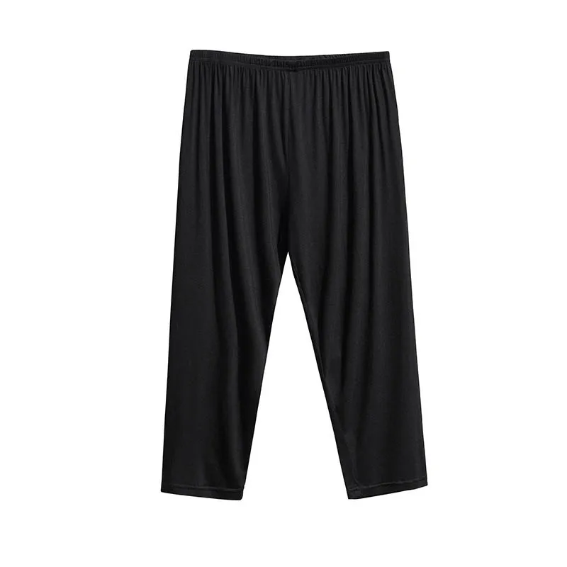 165Kg Plus Size Women\'s Summer Loose High-Waist Bottoming Cropped Trousers 5XL 6XL 7XL 8XL 9XL Thin Slimming Leggings Black