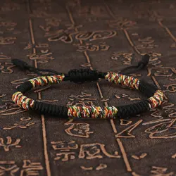 Men Bracelet Handmade Tibetan Buddhist Colorful Thread Lucky Rope Braided Adjustable Bracelets & Bangles Men Friendship Jewelry