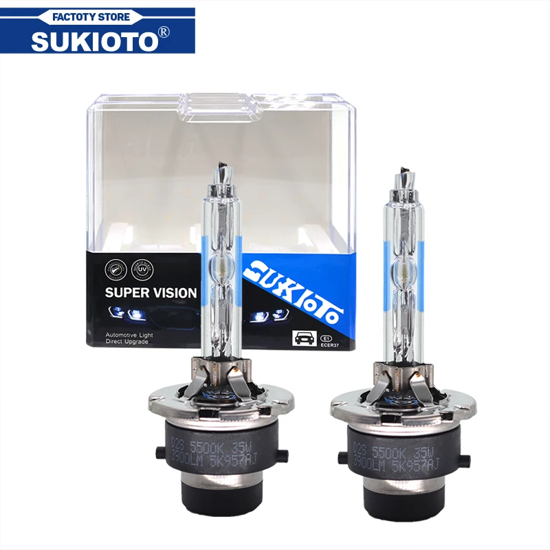 SUKIOTO 2PCS Metal Claw 35W/55W Car Headlights 5500K D2S D4S Xenon HID Lamp Bulb For E63 E65 E46 E60 ML E R SL Class Auto Lights