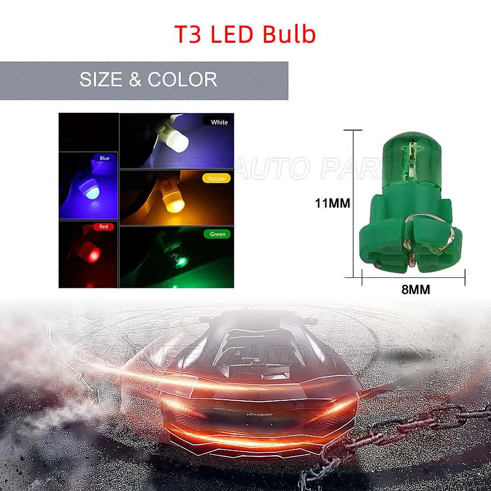 10 Pcs T3 T4.2 T4.7 Car 1SMD COB LED Instrument Panel Bulbs Indicator Lights Dashboard Wedge Interior Lamp DC 12V 5-Colors