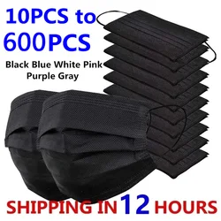 10-600pcs Disposable Certified surgical Face masks Adults Surgical Black mask mascarillas quirurgicas homologadas Medical mask