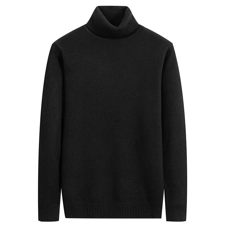 2024 Winter Super Warm Sweater Men\'s Turtleneck Slim Soft Fleece Pullover Solid Knitted Plus gold velvet thickening Sweater Men