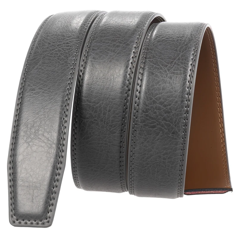 Luxury No Buckle Belt Cow Leather Belt Men Without Buckle 3.5cm Wide Holeless Gray Mens Automatic Genuine Leather Belts B293