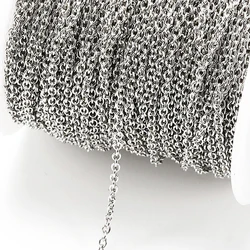 10Meters/roll Stainless Steel O Shape Link Cable Chain Round Cross Chain Bracelet Necklace DIY Jewelry Making DIY Wholesale