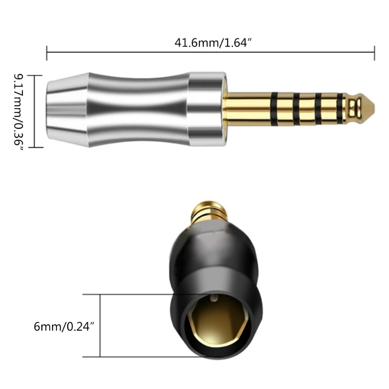 2Pcs 4.4mm Earphone Plug for Better Sound Quality Experience 5 Pole Stereo Audio Jack Headphone Adapters