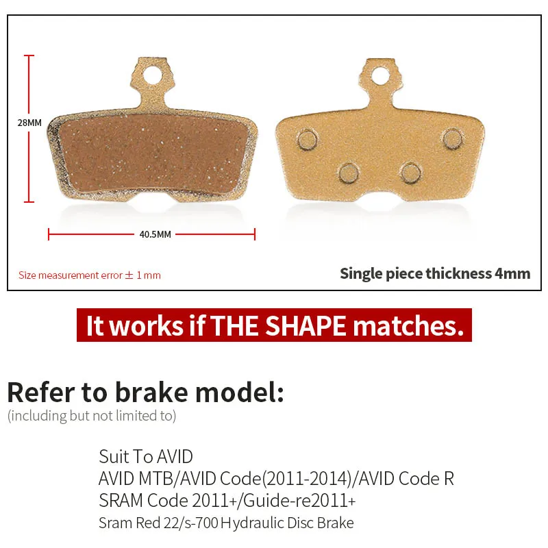 4 Pairs of Copper Based Bicycle Disc Brake Pads are Suitable For AVID Code SRAM Code 2011 + Guide re 2011 + SRAM RED22 S-700