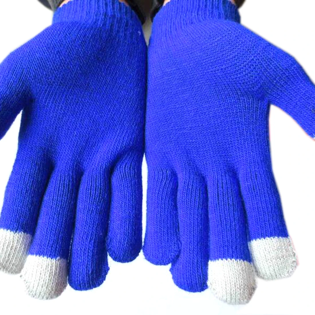 Guantes de pantalla táctil para hombre y mujer, gorro de punto elástico, cálido, grueso y suave, de dedo completo, para enviar mensajes, para