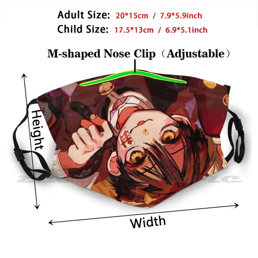 Jibaku Shounen Hanako-Kun Mask DIY Washable Filter Pm2.5 Mouth Trending Anime Sleeve Japanese Japan Asia Cute Kawaii Harajuku