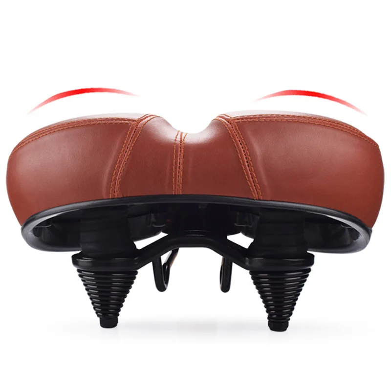 Men Women Bicycle Seat Big Butt Leather Cycling Saddle Mountain Bike Accessories Shock Absorber Spring Thicken Wide Soft Cushion