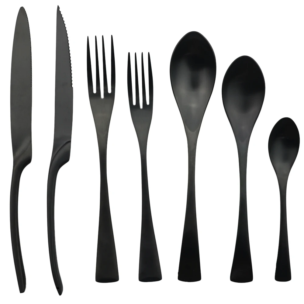 1pcs Black Flatware Hotel Restaurant Picnic Trip Portable Cutlery Stainless Steel Metal Dinnerware Kitchen Tableware Set