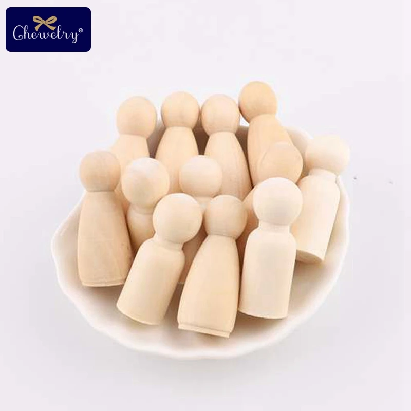 75Mm/90Mm Boneka Pasak Kayu 5 Buah/Lot Kerajinan Kayu Mainan Buatan Tangan DIY Anak Dekorasi Kamar Anak Kayu Kosong Boneka Pasak Wanita Pria