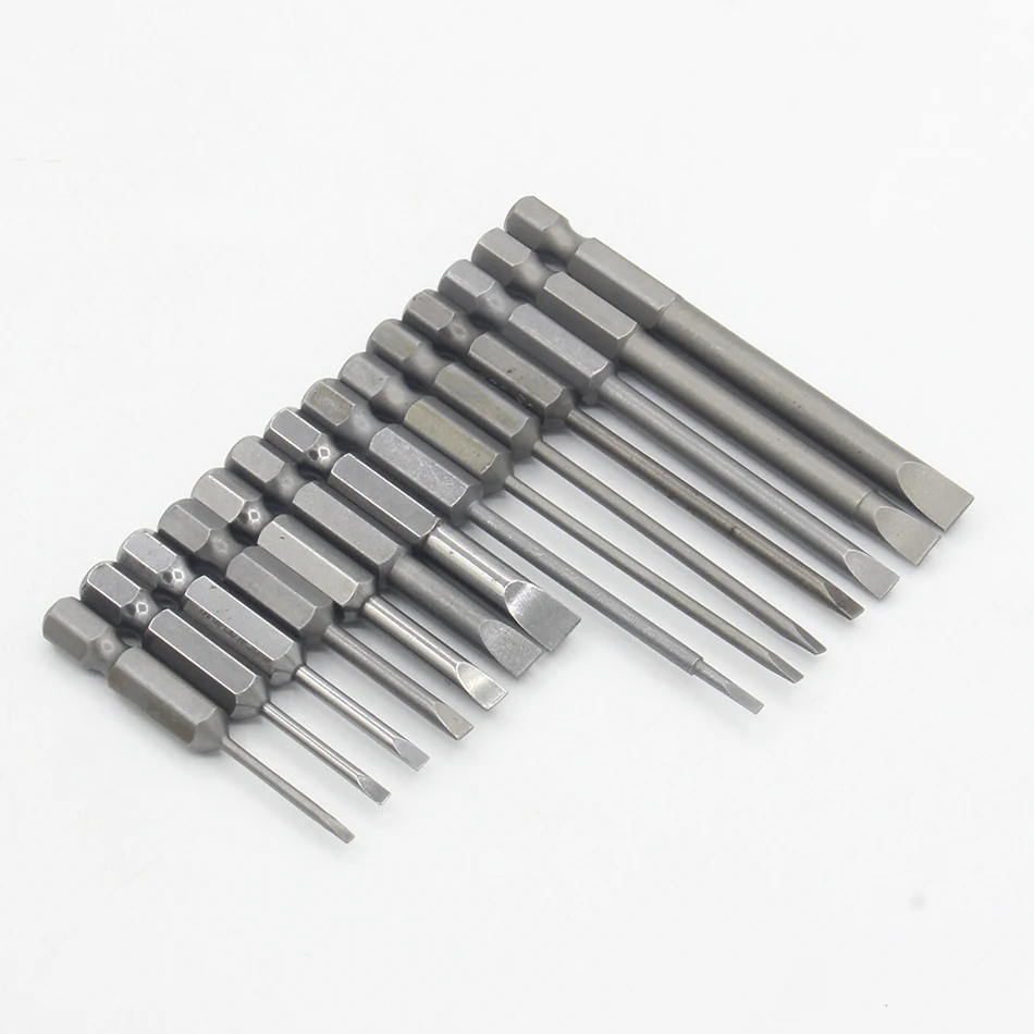 1Pc 1/4 Inch Hex Flat Head Slotted Tip Screwdrivers Bits Electric screwdriver Set