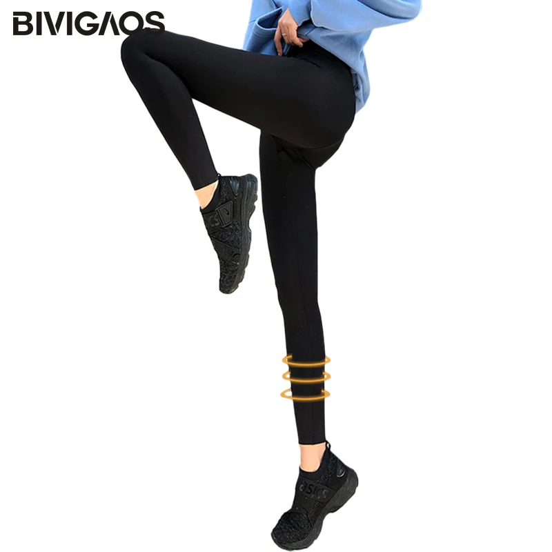 BIVIGAOS High Waist Sharkskin Sexy Workout Leggings Stretch Slim Sports Pants Women Thin Liquid Skinny Black Fitness Leggings